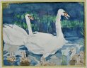 Levis Northmore (XX Century) Swans Of Broad Cove Watercolor