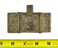 Miniature Antique Russian Brass Traveling Icon Triptych