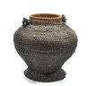 Pair Vintage Asian Spherical Baskets Rice Storage Woven Jars