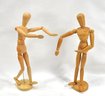 2 Pairs Vintage Wooden Articulated Artist Models Man & Female Figures