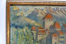Large Antique Impressionist Castle Oil Painting- Signed