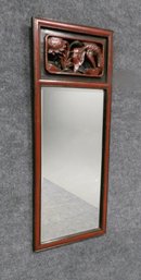 Antique Red Lacquered Chinese Mirror