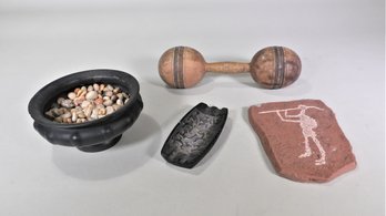 Mixed Lot Of Stoneware & Antique Barbell