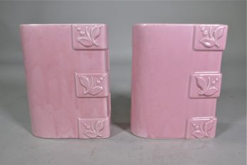 Pair Of Vintage Pink Vases