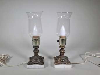 Pair Of Vintage Table Lamps On Marble Base
