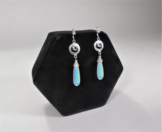Pair Of Sterling Silver Earrings With Aquamarines