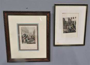 2 Antique Engravings From 'The Four Stages Of Cruelty' After Hogarth