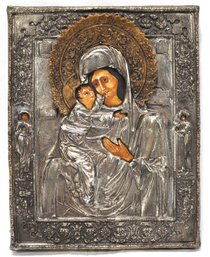 Antique Russian Icon Of The Virgin And Child