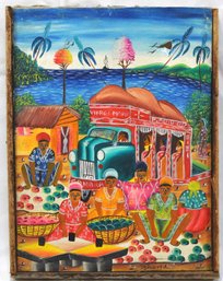 J. N. ROBERT- Vintage Haitian Folk Art Oil Painting