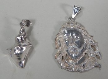 Sterling Silver Jesus And Shell Pendants
