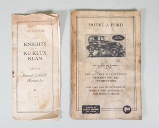1928 FORD Manual & Catholic Booklet
