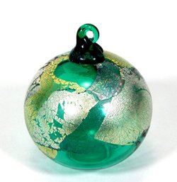 Original Thomas SPAKE Studios Green Glass Ball Christmas Tree Ornament Sun-catcher