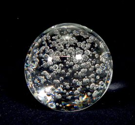 Large Vintage Trapped Bubble Glass Paperweight