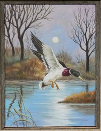 Sally Dembry (mid-20th Century) Flying Duck Oil Painting