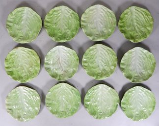 Vintage Wannopee Pottery Lettuce Leaf Majolica -Set Of 12 Plates