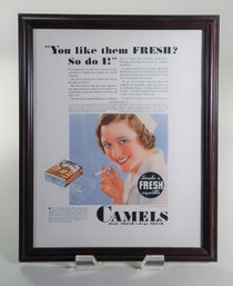 Framed Advertisement For Camel Cigarettes