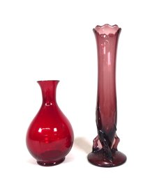 Lot 2 Vintage Art Glass Vases
