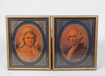 Pair 19th Art Prints George And Martha Washington