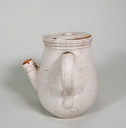 Antique 1830s Metcalf & Co. Boston Glaze Stoneware Lidded Pitcher Jug