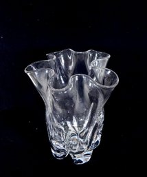 Vintage Ruffled Glass Vase By Muurla, Finland.