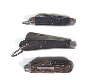 Lot 3 Vintage Collectable Folding Pocket Knifes