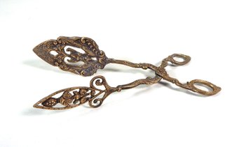 Antique Brass Pastry Toast Ornate Tongs