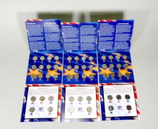 3 Sets 2002 US QuarterS & Euros Coin Collection Sets