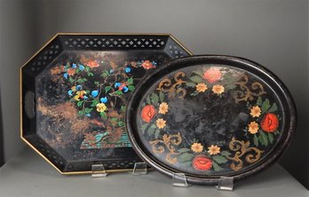 Two Vintage Tole Trays