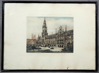 J. Neumann- Original Color Engraving,  View Of Munich