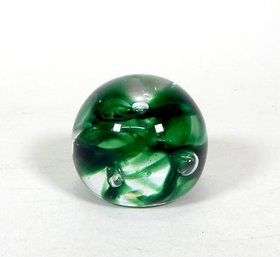 Vintage Emerald Green Glass Paperweight