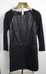 Elie Tahari Black Leather Front Dress Size 0