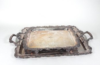 Lot 2 Large Early 20th Century Silverplate Serving Trays Gorham