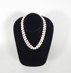 Vintage Genuine Pearl Necklace With 14K Gold Clasp