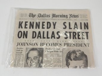 1963 Dallas Morning News Kennedy Slain Newspaper Reprint