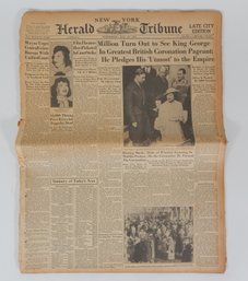 Original 1937 Herald Tribune Newspaper British Coronation