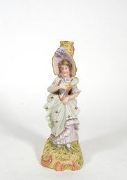 Vintage Rudolstadt Bisque Porcelain Woman Candlestick Figurine