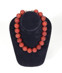 Heavy Vintage Red Stone Bead Necklace