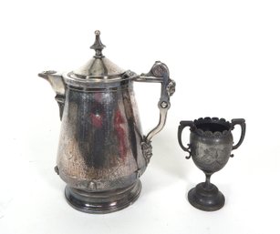 Antique Patent 1868  Meriden Insulated Water Pitcher & Goblet