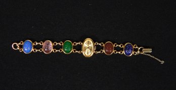 Vintage Semi-precious Stone Scarab Bracelet Watch