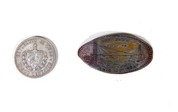 1915 CUBA Coin And 1933 Chicago Worlds Fair Elongated Souvenir Coin