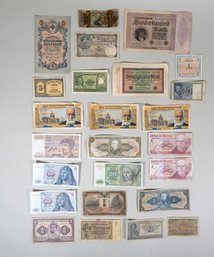 Vintage Foreign Paper Money Lot : Russia, Netherlands, Brazil, France, Germany Etc.