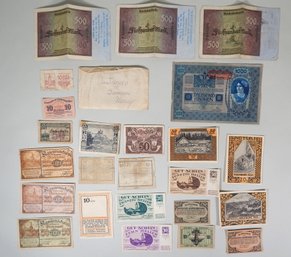 Vintage Foreign Paper Money Lot : Austria, Germany