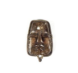 Antique Carved Stone And Sterling Face Pendant