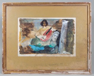 Vintage Eastberg Abstract Watercolor Of Women