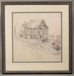 Vintage Old House Drawing