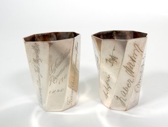 Pre WW2 German Regiment Silver Shot Glasses With Signatures