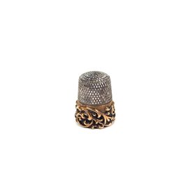 Antique Ketcham McDougal Sterling Thimble With Ornate 14k Gold Band