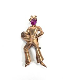1940s Norma Sterling Silver And Glass Pin Brooch Accordion Player