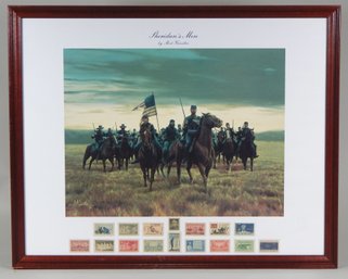 Civil War Mort Kunstler's 'Sheridan's Men' Print With Stamps