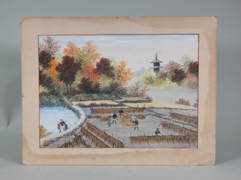 Antique Asian Watercolor Painting